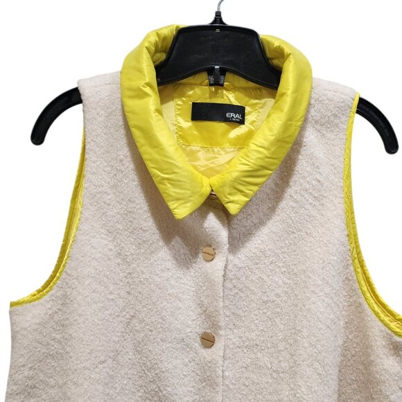 Eral  Women's Size Large Yellow and Beige Sleeveless Vest with Pockets - Picture 5 of 12